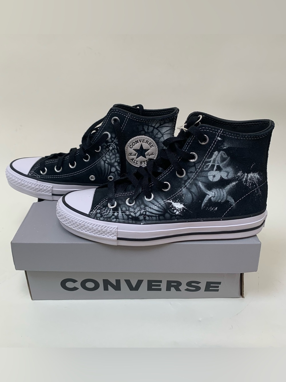 ✨HOST PICK✨ Converse All Star CTAS Pro Hi Black Custom Paint Los Angeles Women 8